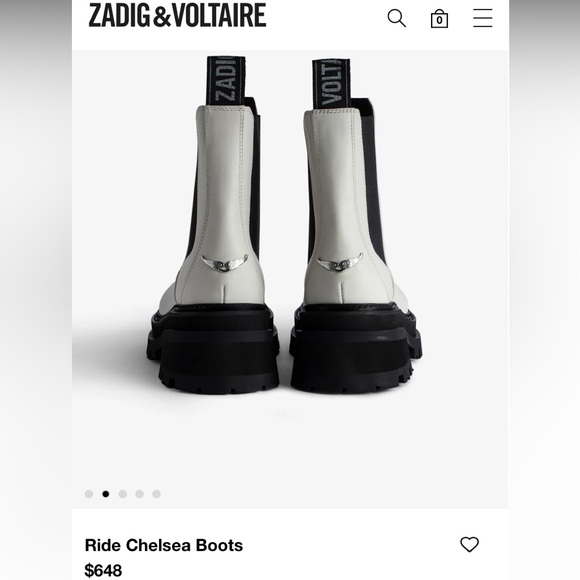 NWT Zadig and & Voltaire Ride Leather Chelsea platform Boots Silver Wings Charm - Picture 2 of 11